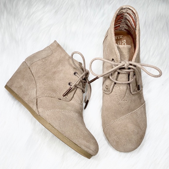 Toms Shoes - Toms Suede Lace Up Wedge Ankle Booties
